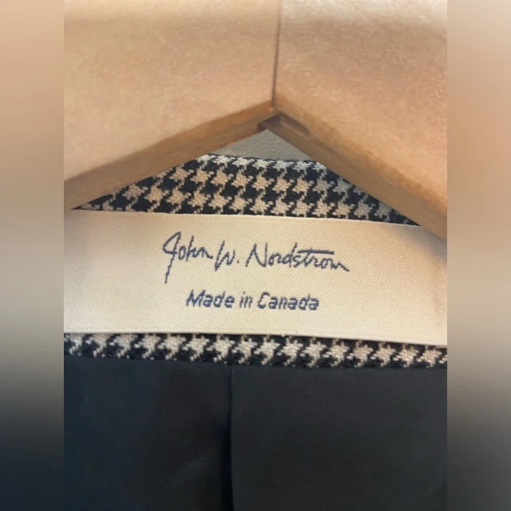 John W Nordstrom 100% Cashmere Loro Piana Blazer Black White 44 Regular